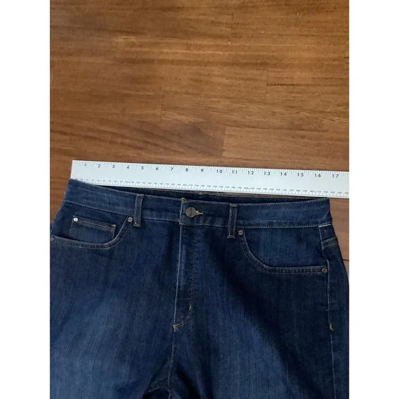 Jones New York Lexington Straight Jeans Dark Wash Classic Stretch Size 14 Tall - Picture 2 of 11